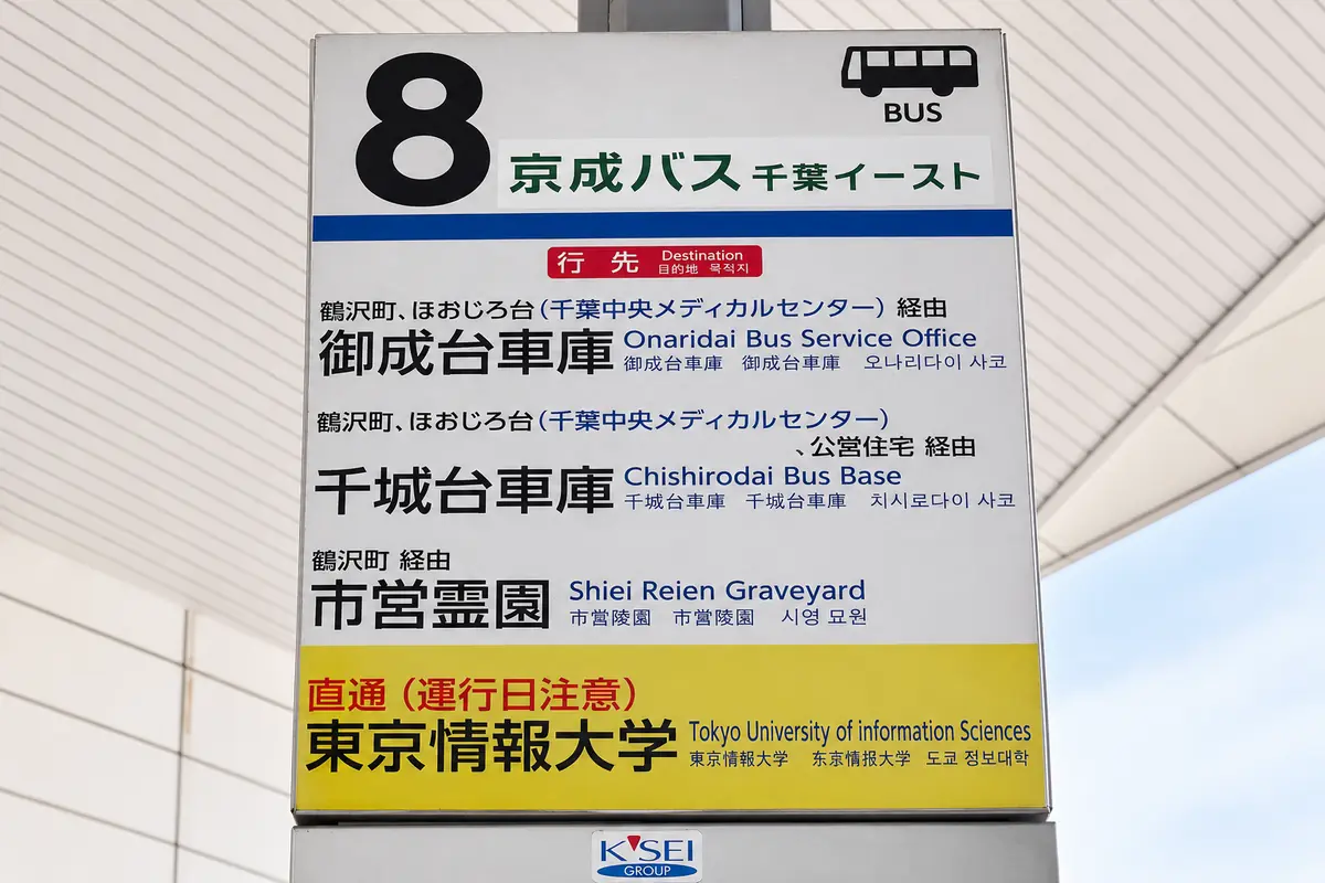 JR千葉駅東口バスロータリー8番のりばの案内標識